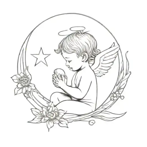 Baby Thankful Angel And Moon