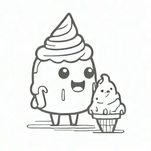 Icecream Cone That's Melting A Little Bit And It Has A Scared Face