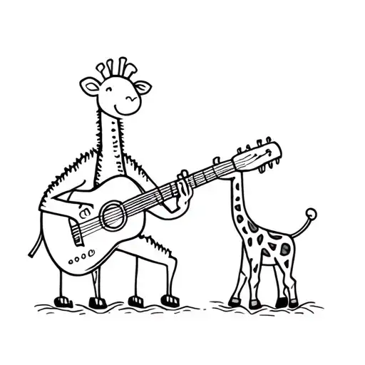 Cute Giraffe Playing A Guitar