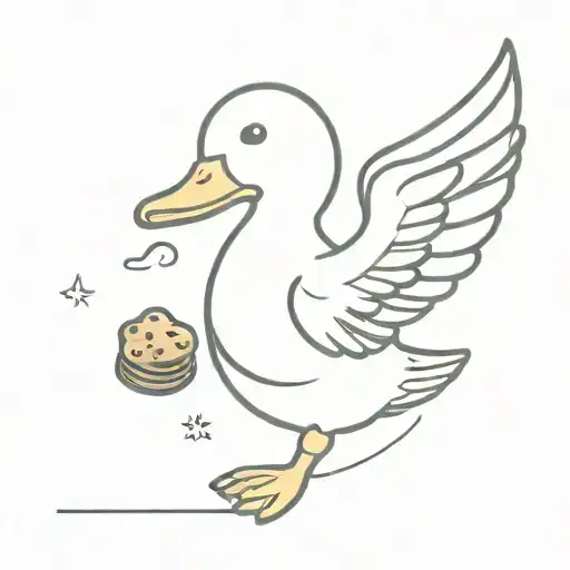 Duck With Angel Wings And Chocolate Chip Cookie