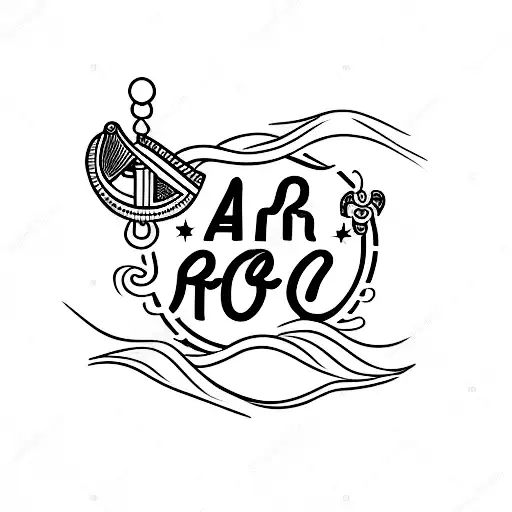 A Minimalist Tattoo Of A Cowboy Hat Floating In The Sea With The Word 'Arco' Written Below