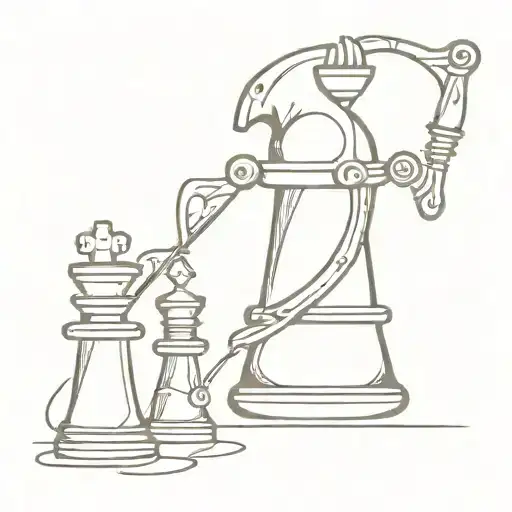 Knight Chess Piece With Tools Intertwined