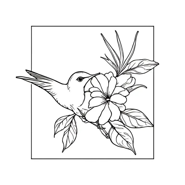 Hummingbird And Gardenia Flower