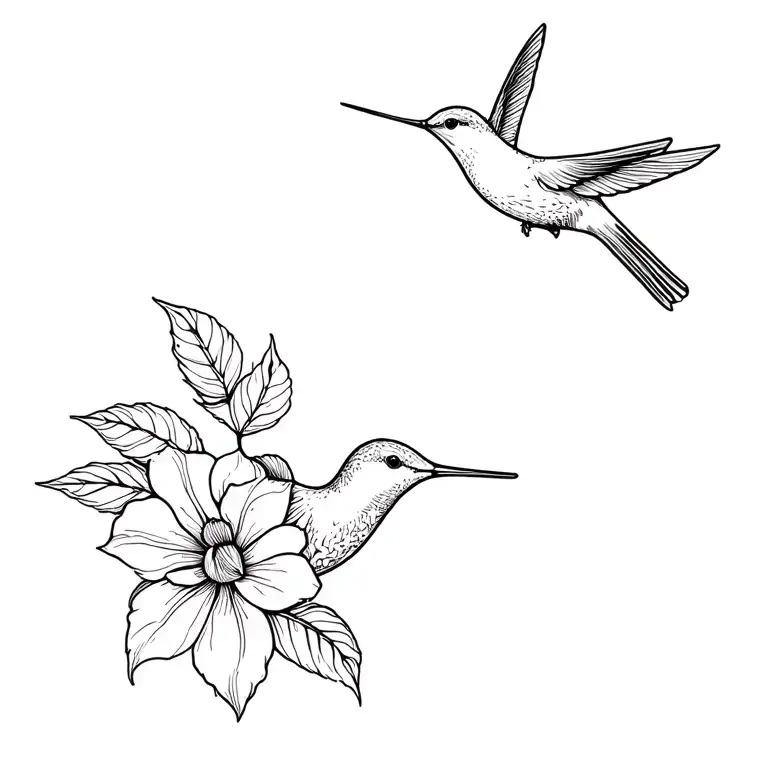 Hummingbird And Gardenia Flower