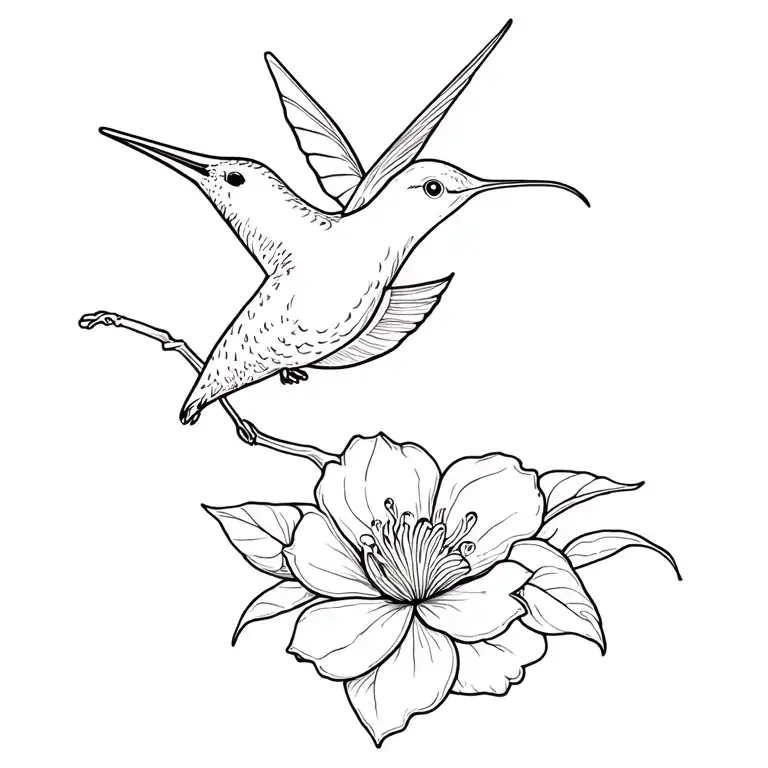 Hummingbird And Gardenia Flower