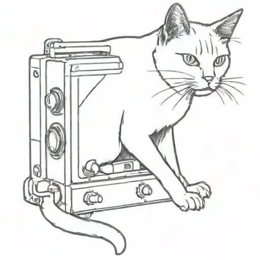 A Cat Playing With An Old Radio