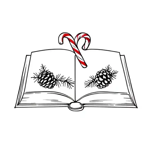 Book With Candy Canes And Pine Cones