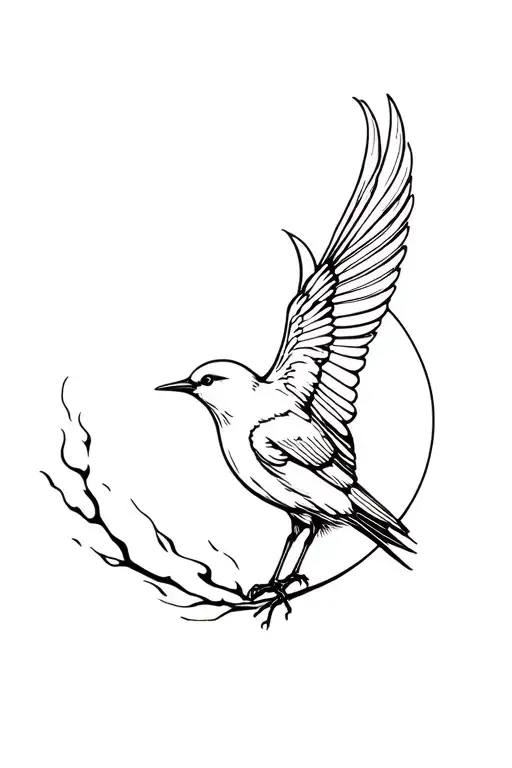 Bird Rising From Ashes