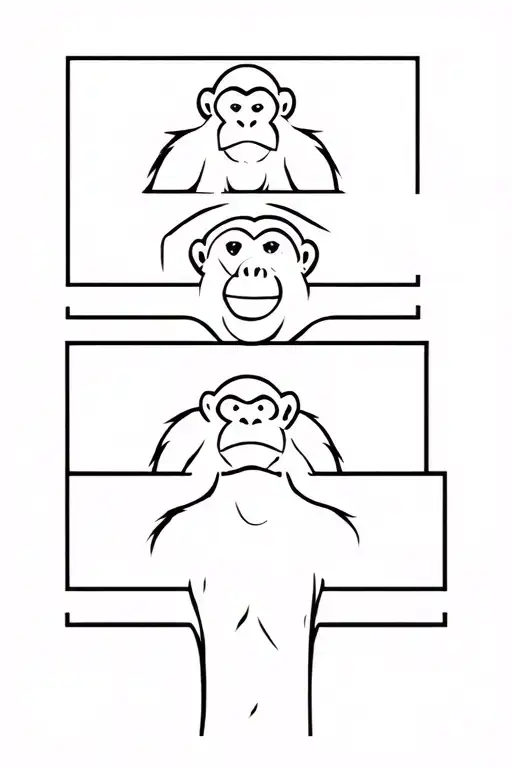 Three Monkeys Representing The Personalities