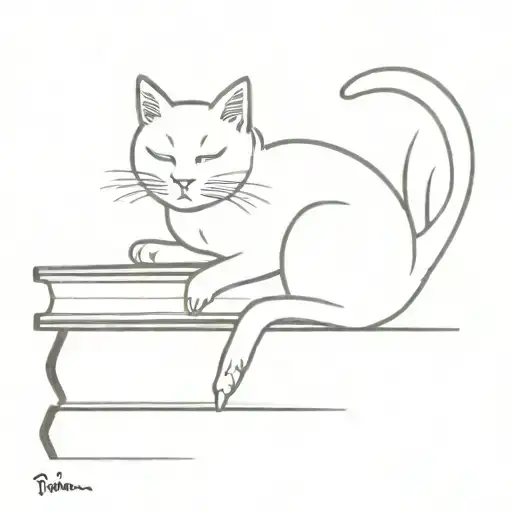 Cat On Top Of A Stack Of Books
