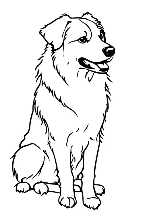 Australian Shepherd Dog Outline Style