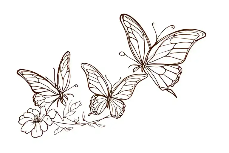 November Birth Flower And 3 Butterflys Flying
