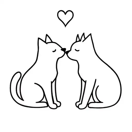 Cat And Dog In Love Heart