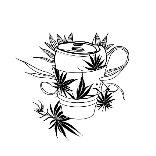 Coffee Cup With Marijuanna Plant