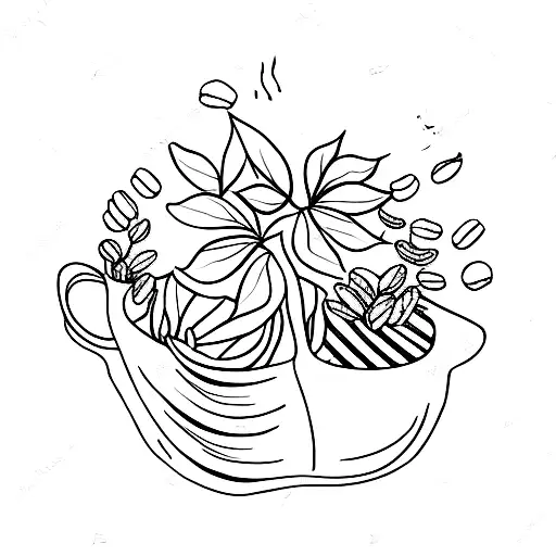 Coffee Cup With Small Marijuanna Plant