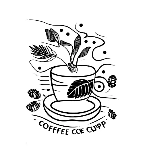 Coffee Cup With Small Plant Coming Out