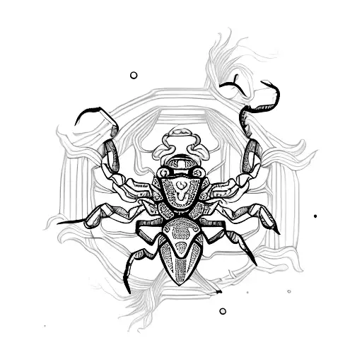 A Stylized Scorpion With Intricate Geometric Patterns