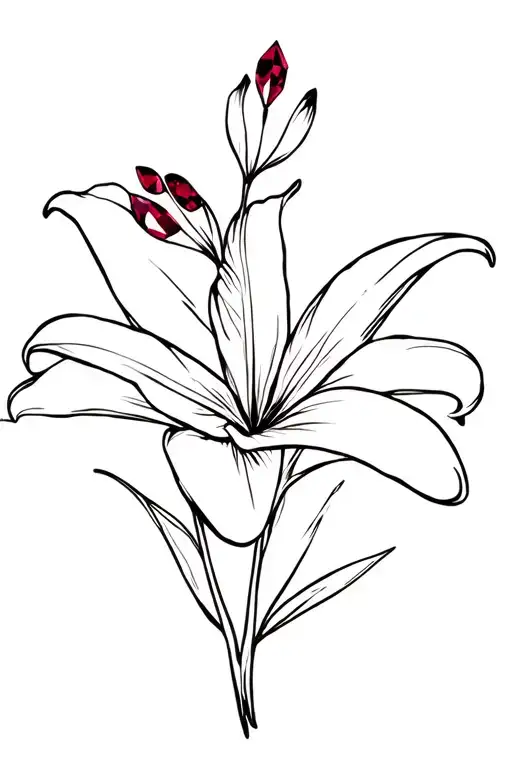 Stargazer Lily With Garnet Crystal