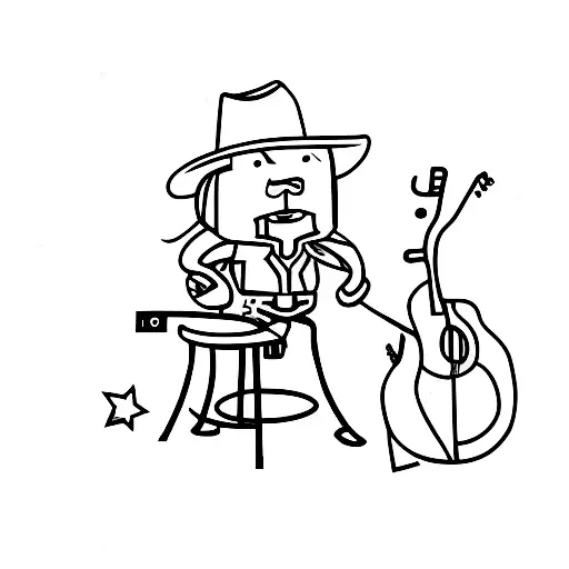 Cowboy On A Stool With A Guitar