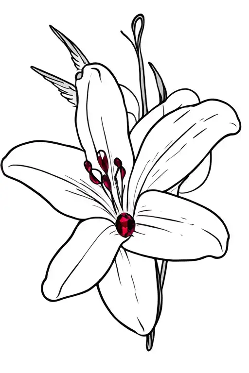 Stargazer Lily With Garnet Birth Stone Angel Laying