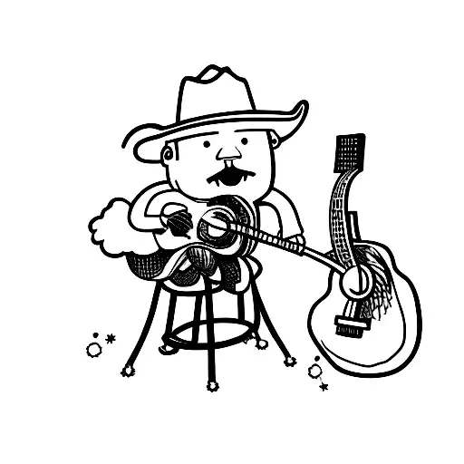Cowboy On A Stool With A Guitar