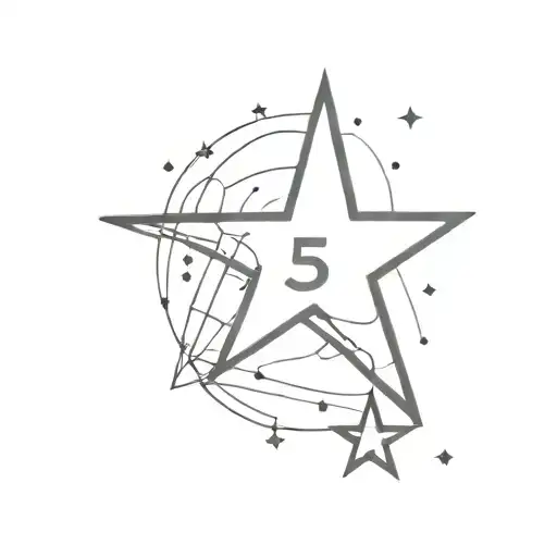 Star And The Number 5 And Word Star