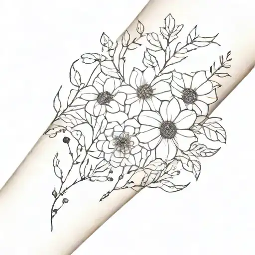 Dark Fem Forest Flowers Around Elbow