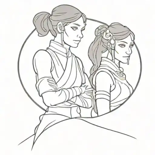 The Characters Leia From Star Wars And Korra From Avatar
