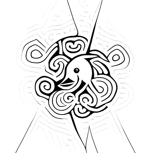 Minimalistic Kiwi Bird With Nz Written Through It