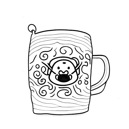 A Minimalist Tattoo Of A Cozy Animal Curled Up In A Coffee Mug