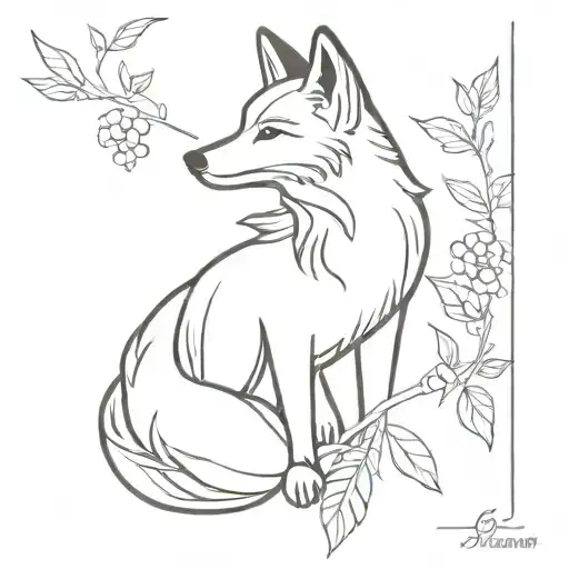 Fox With Leaves Or Flowers Coming