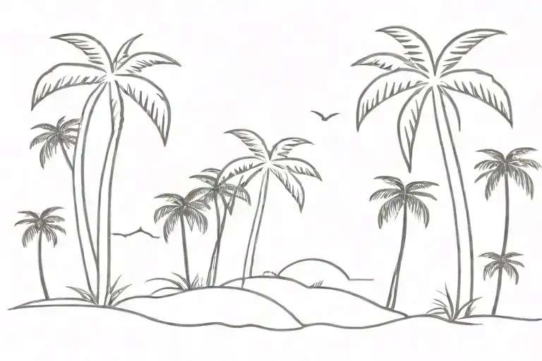Beach Scene With Palm Trees