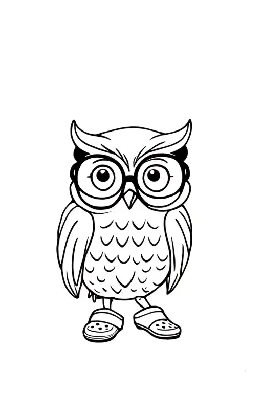 Owl With Glasses Wearing Crocs