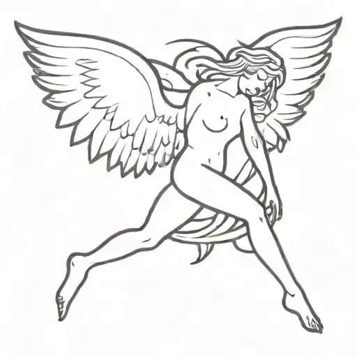 Falling Angel With Devil Wings