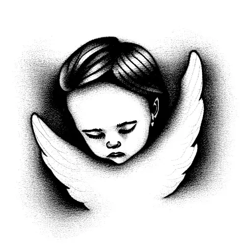 Kid Looking At The Clouds And On The Cloud There Is An Angel Looking Back At It