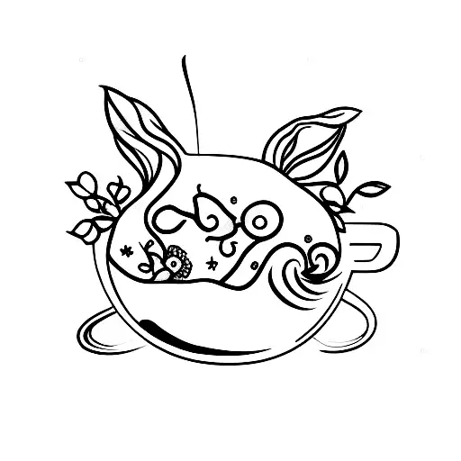 A Minimalist Tattoo Of A Coffee Cup With A Bunny Silhouette As The Steam