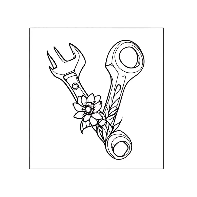 Wrench With Flowers Intertwined