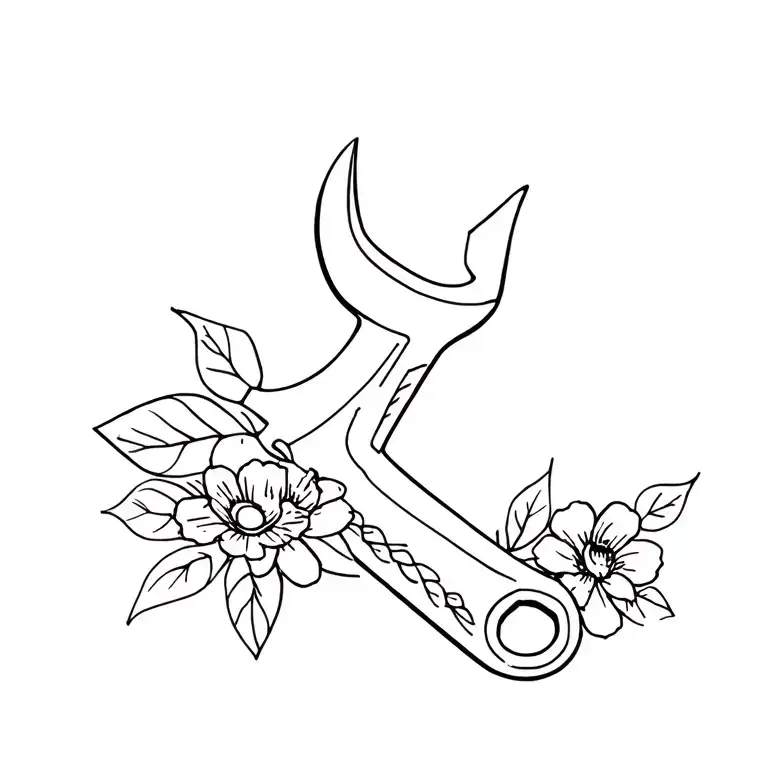 Wrench With Flowers Surrounding