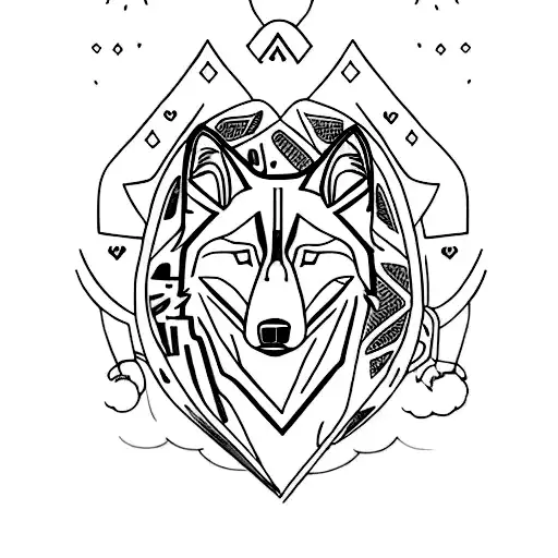 Black Wolf With Heart