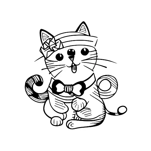 A Cute And Simple Cat Decal With A Ribbon