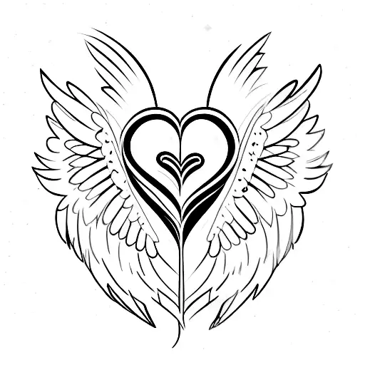 Angel Wings With Heart And Stars