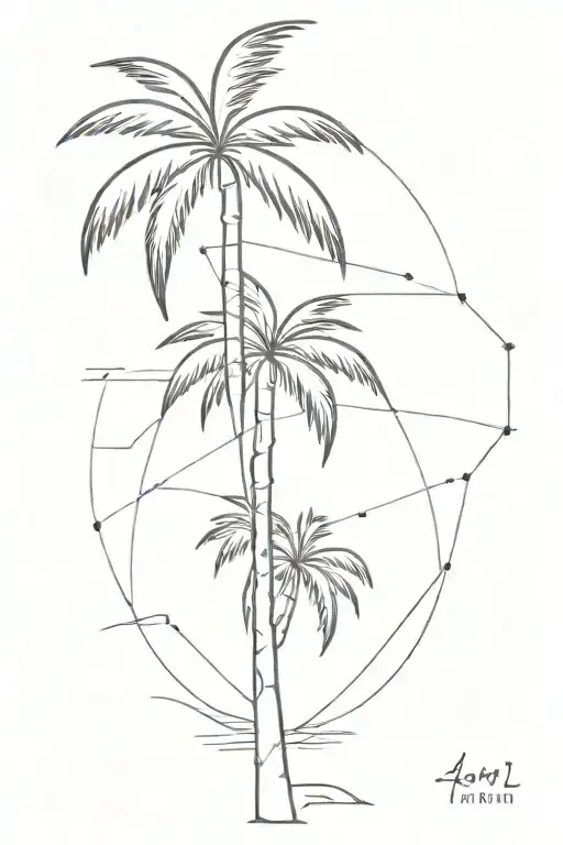 Palm Tree With Coordinates For Trunk