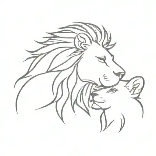 Lion And Baby Lion Head