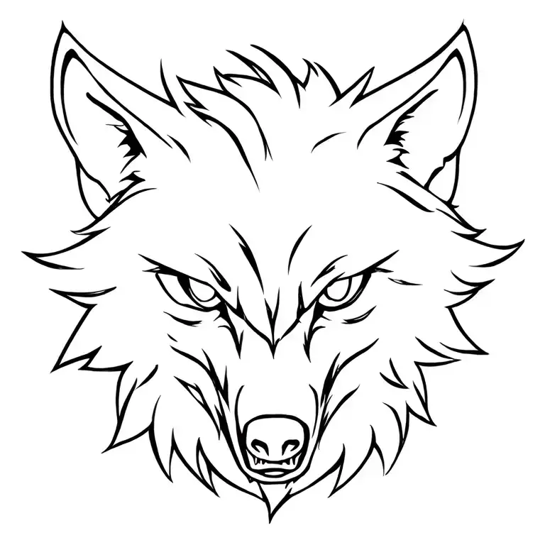 Angry Wild Wolf From Front