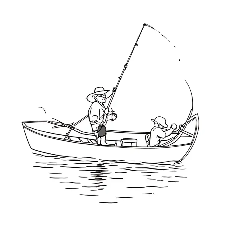 Fishing With Grandpa Ans Grandson In Boat