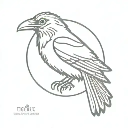 Raven With Lines Vegvisir Symbol