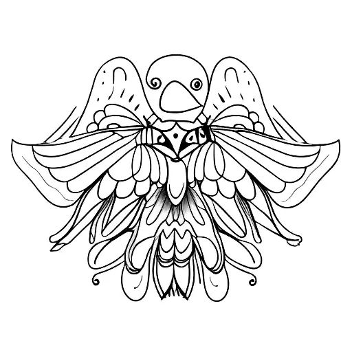 Crow With Butterfly Resting On Beak