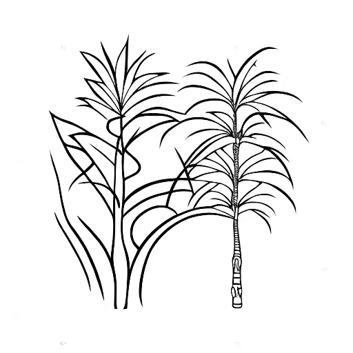 Mango Tree Next To Palm Tree