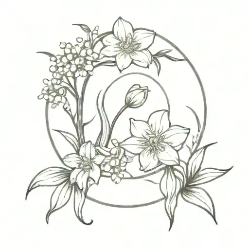 Daffodil And Lily Of Valley Flowers Forming A Circle