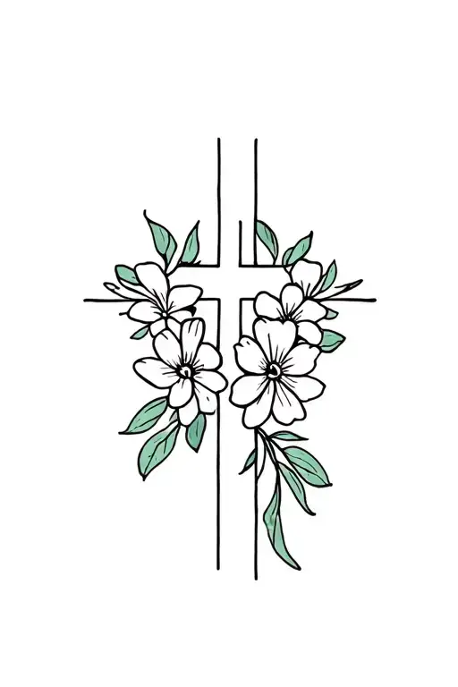 Earthy Feminine Christian Cross With Flowers